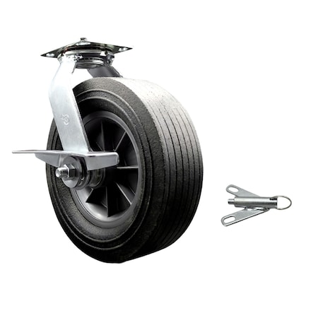 Service Caster BBQ Smoker Grill Flat-Free All Terrain 10'' Caster with Brake SMOK-SCC-100S1030-SNB-SLB-BSL